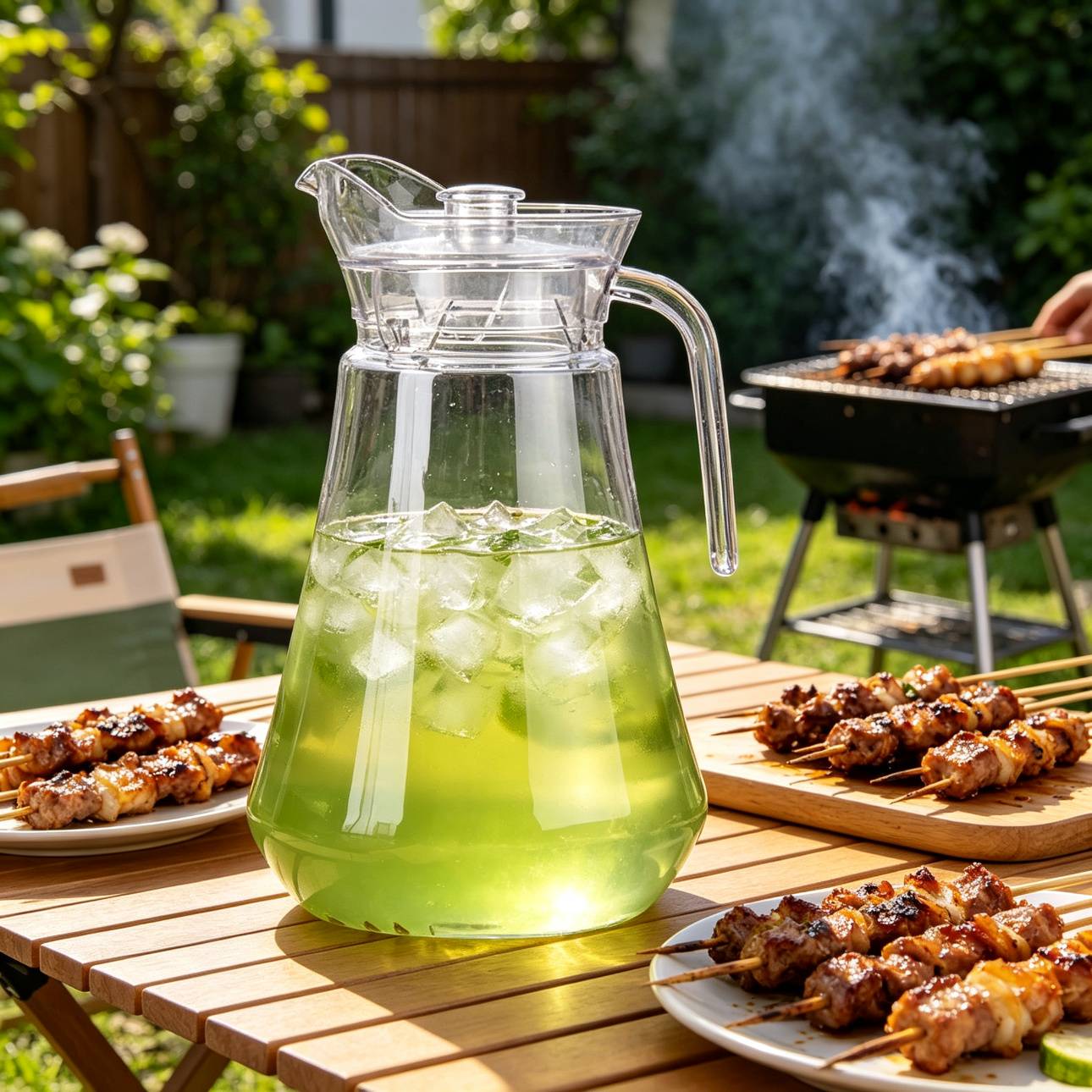 BY-9162A unbreakable PC water pitcher - at a backyard barbecue