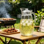 BY-9162A-1 unbreakable PC water pitcher - at a backyard barbecue