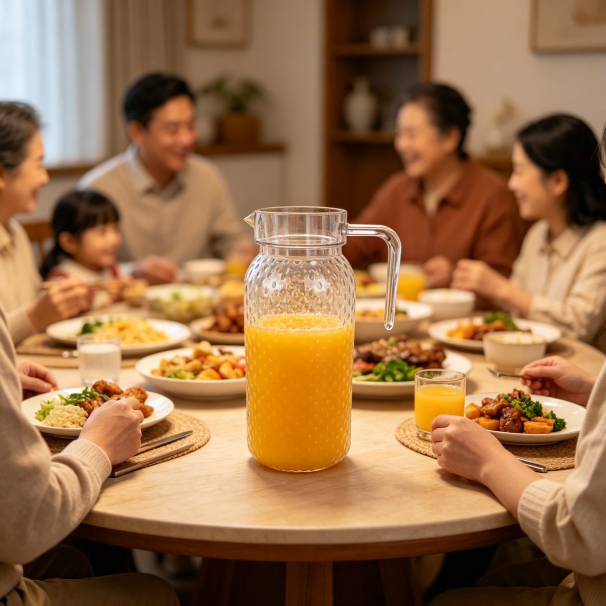BY-9148 unbreakable PC water pitcher - at a family dinner