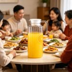 BY-9141B-1 unbreakable PC water pitcher - at a family dinner