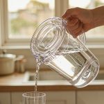 BY-8553C unbreakable PC full-handle water pitcher - being poured by hand