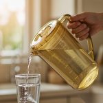 BY-8554 unbreakable PC full-handle water pitcher (tea) - being poured by hand