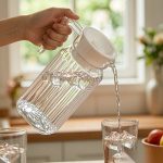 BY-9141D unbreakable PC water pitcher - being poured by hand
