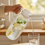 BY-9142A unbreakable PC water pitcher - being poured by hand