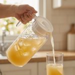 BY-9144C unbreakable PC water pitcher - being poured by hand