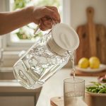 BY-9144D unbreakable PC water pitcher - being poured by hand