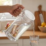 BY-9145D unbreakable PC water pitcher - being poured by hand