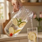 BY-9161 unbreakable PC water pitcher - being poured by hand