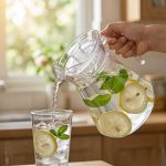 BY-9162C unbreakable PC water pitcher - being poured by hand