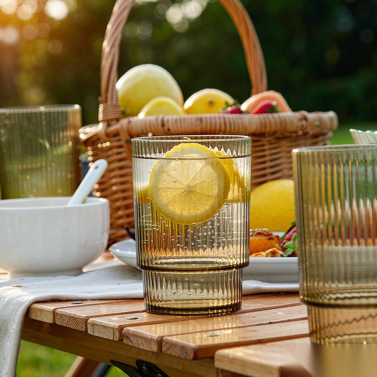detail 03 by 8020d elsjoy acrylic bamboo ribbed tumbler cup 230ml tea std outdoor picnic scene