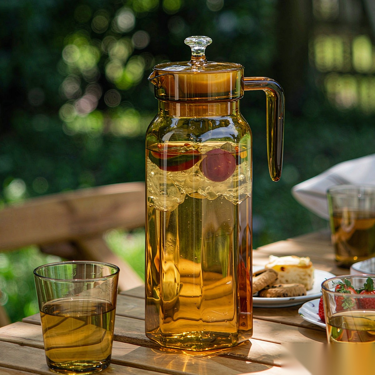 BY-9144B unbreakable PC stainless steel handle water pitcher (tea) - ready for an outdoor picnic