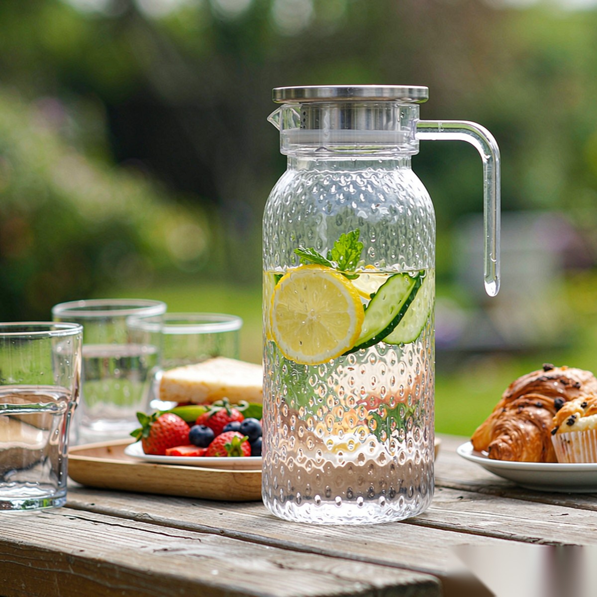BY-9148 unbreakable PC water pitcher (steel) - ready for an outdoor picnic