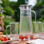 BY-9168 unbreakable PC stainless steel handle water pitcher (steel) - ready for an outdoor picnic