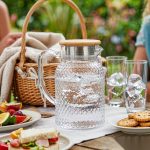 BY-9190C unbreakable PC full-handle water pitcher (wood) - ready for an outdoor picnic