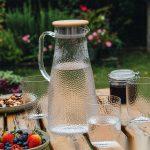 BY-9191A unbreakable PC full-handle water pitcher (wood) - ready for an outdoor picnic