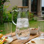 BY-9192A unbreakable PC full-handle water pitcher (wood) - ready for an outdoor picnic
