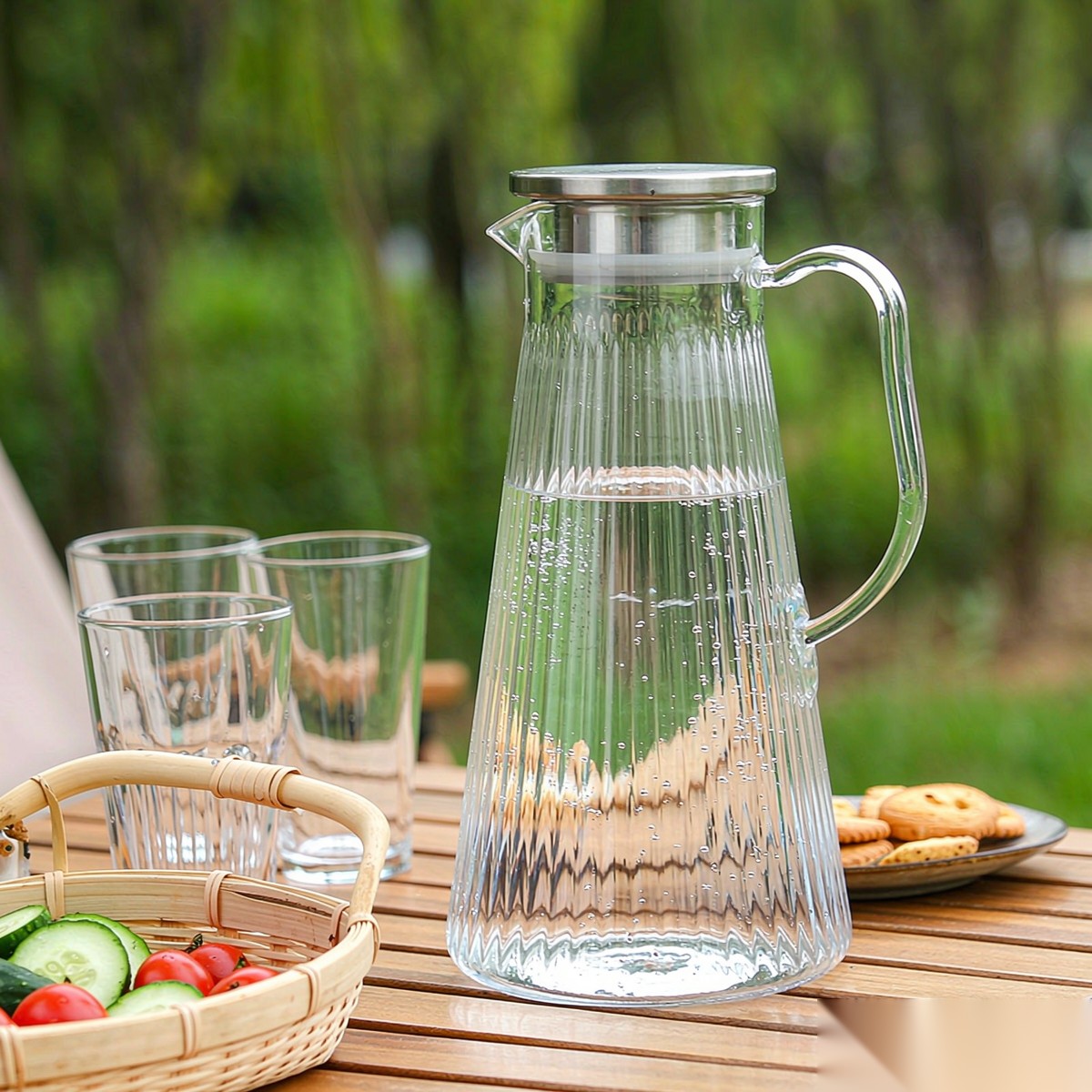 BY-9194A unbreakable PC full-handle water pitcher (steel) - ready for an outdoor picnic