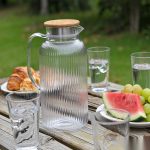 BY-9195A unbreakable PC full-handle water pitcher (wood) - ready for an outdoor picnic