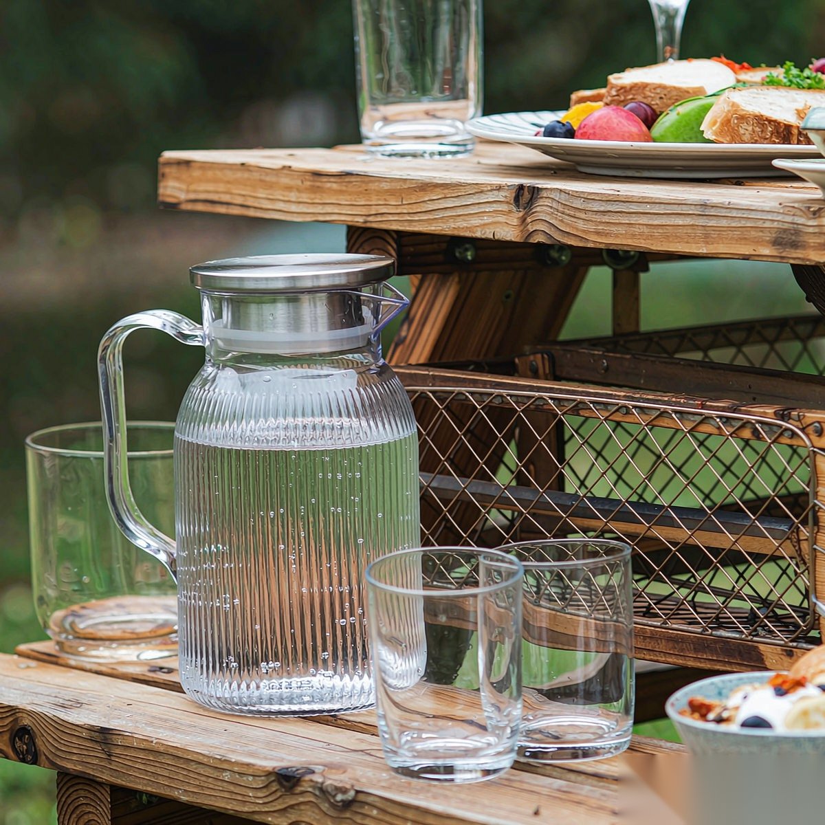 BY-9195C unbreakable PC full-handle water pitcher (steel) - ready for an outdoor picnic