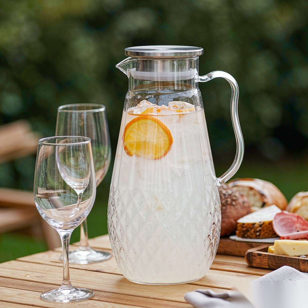 BY-9197A unbreakable PC full-handle water pitcher (steel) - ready for an outdoor picnic