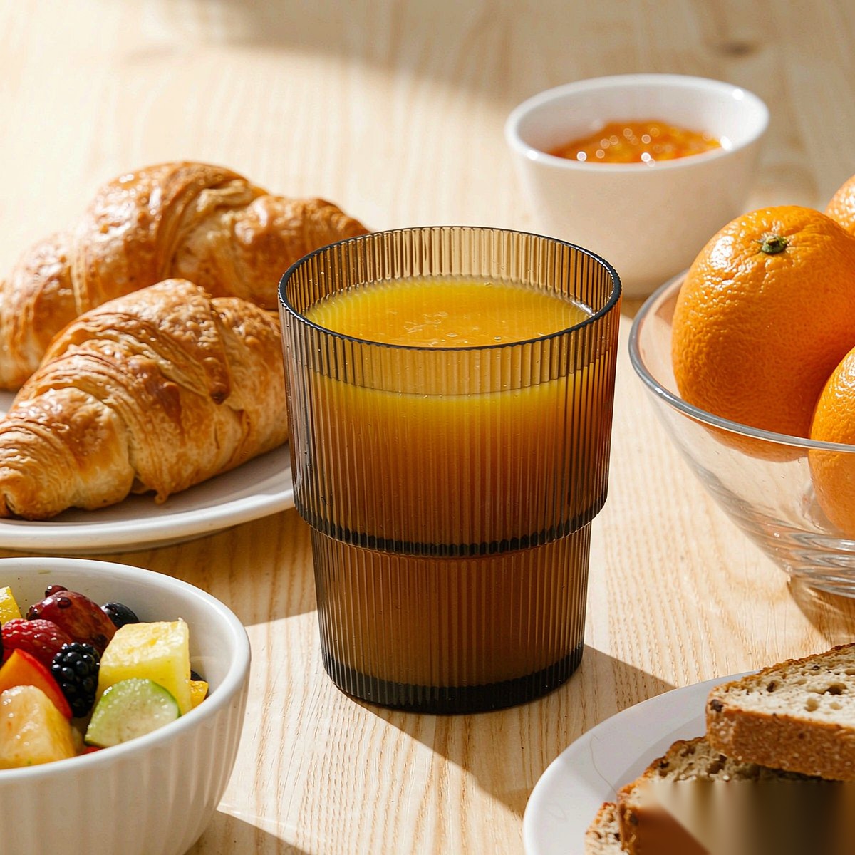 detail 04 by 8020b elsjoy acrylic bamboo ribbed tumbler cup 450ml tea std breakfast juice scene