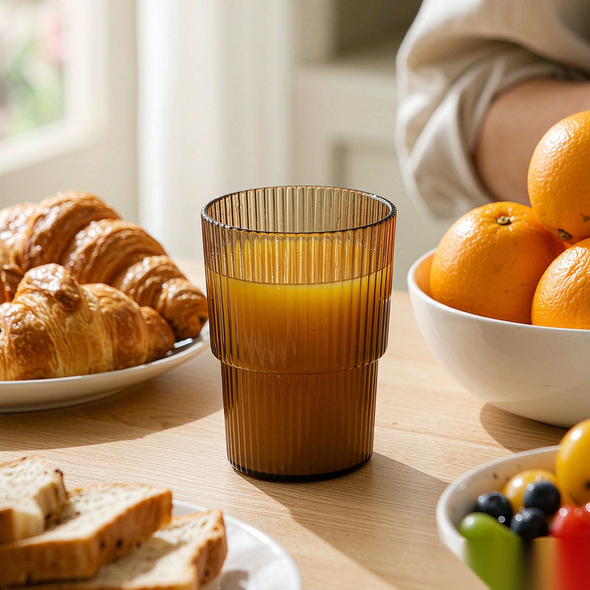 detail 04 by 8020c elsjoy acrylic bamboo ribbed tumbler cup 350ml tea std breakfast juice scene