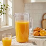 BY-8553 unbreakable PC full-handle water pitcher - serving chilled juice at breakfast