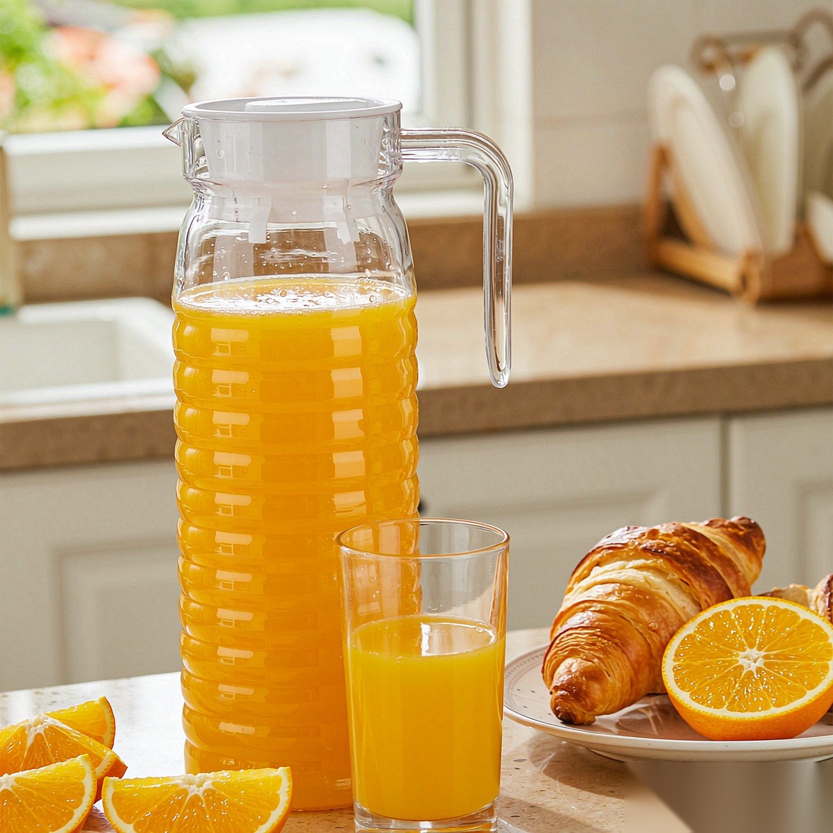 BY-9142B unbreakable PC water pitcher - serving chilled juice at breakfast