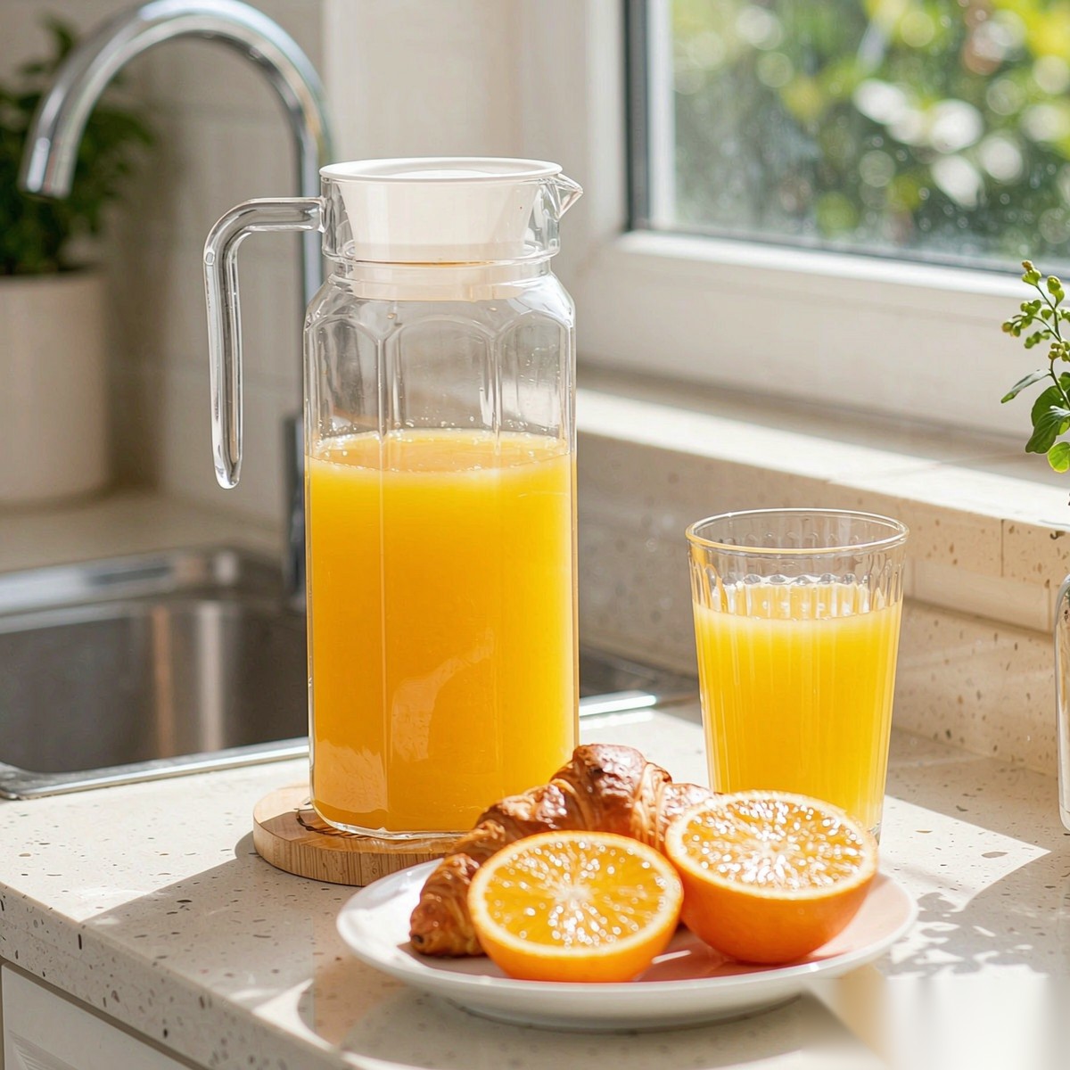 BY-9144C unbreakable PC water pitcher - serving chilled juice at breakfast