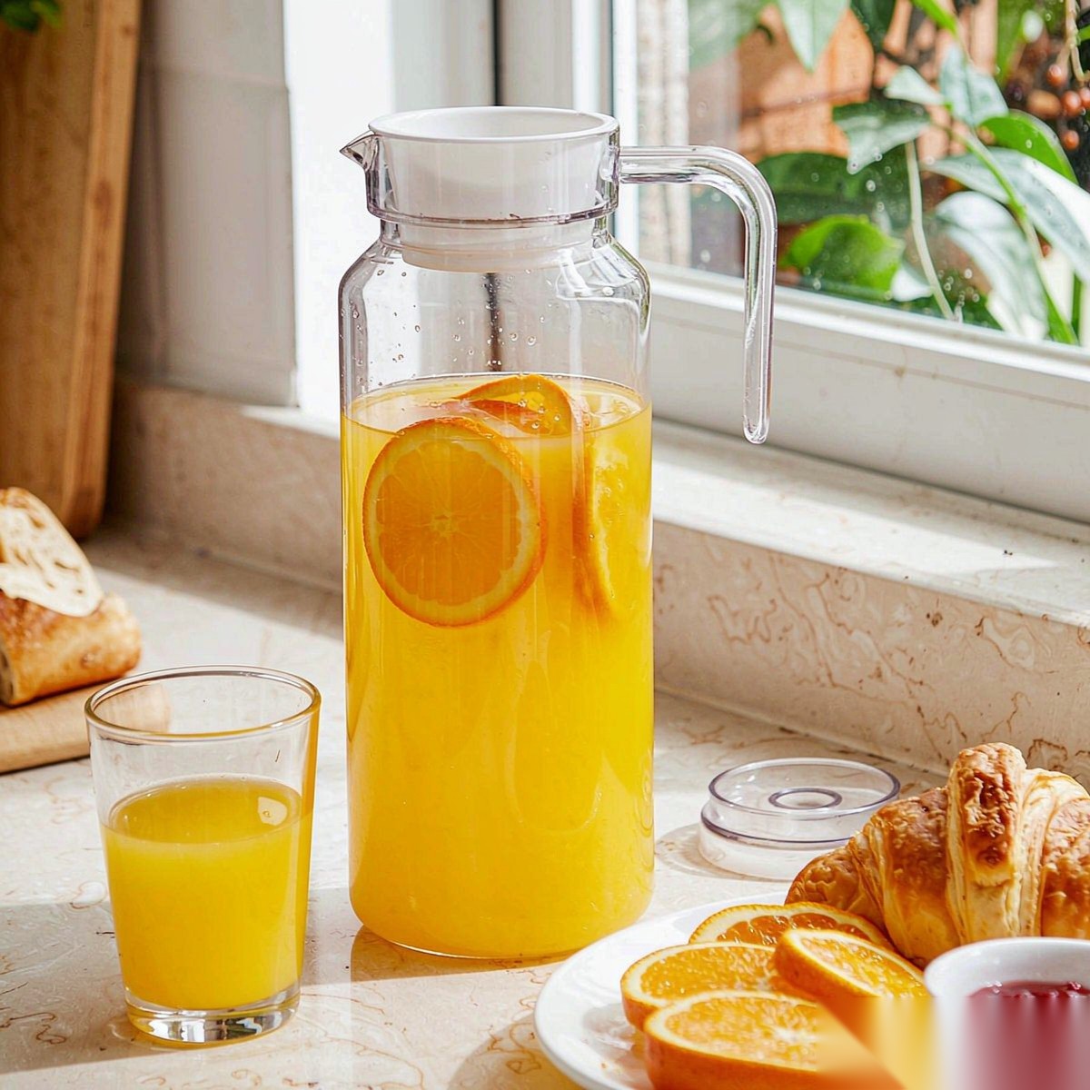 BY-9145B unbreakable PC water pitcher - serving chilled juice at breakfast