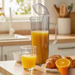 BY-9166 unbreakable PC full-handle water pitcher (blue) - serving chilled juice at breakfast