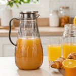 BY-9193A unbreakable PC full-handle water pitcher (gray) - serving chilled juice at breakfast