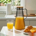 BY-9194A unbreakable PC full-handle water pitcher (gray) - serving chilled juice at breakfast