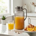 BY-9195A unbreakable PC full-handle water pitcher (gray) - serving chilled juice at breakfast