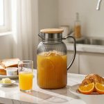 BY-9195B unbreakable PC full-handle water pitcher (gray) - serving chilled juice at breakfast