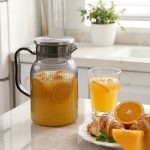 BY-9195C unbreakable PC full-handle water pitcher (gray) - serving chilled juice at breakfast