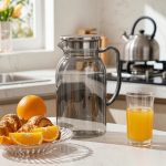 BY-9198B unbreakable PC full-handle water pitcher (gray) - serving chilled juice at breakfast