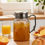 BY-9198C unbreakable PC full-handle water pitcher (gray) - serving chilled juice at breakfast
