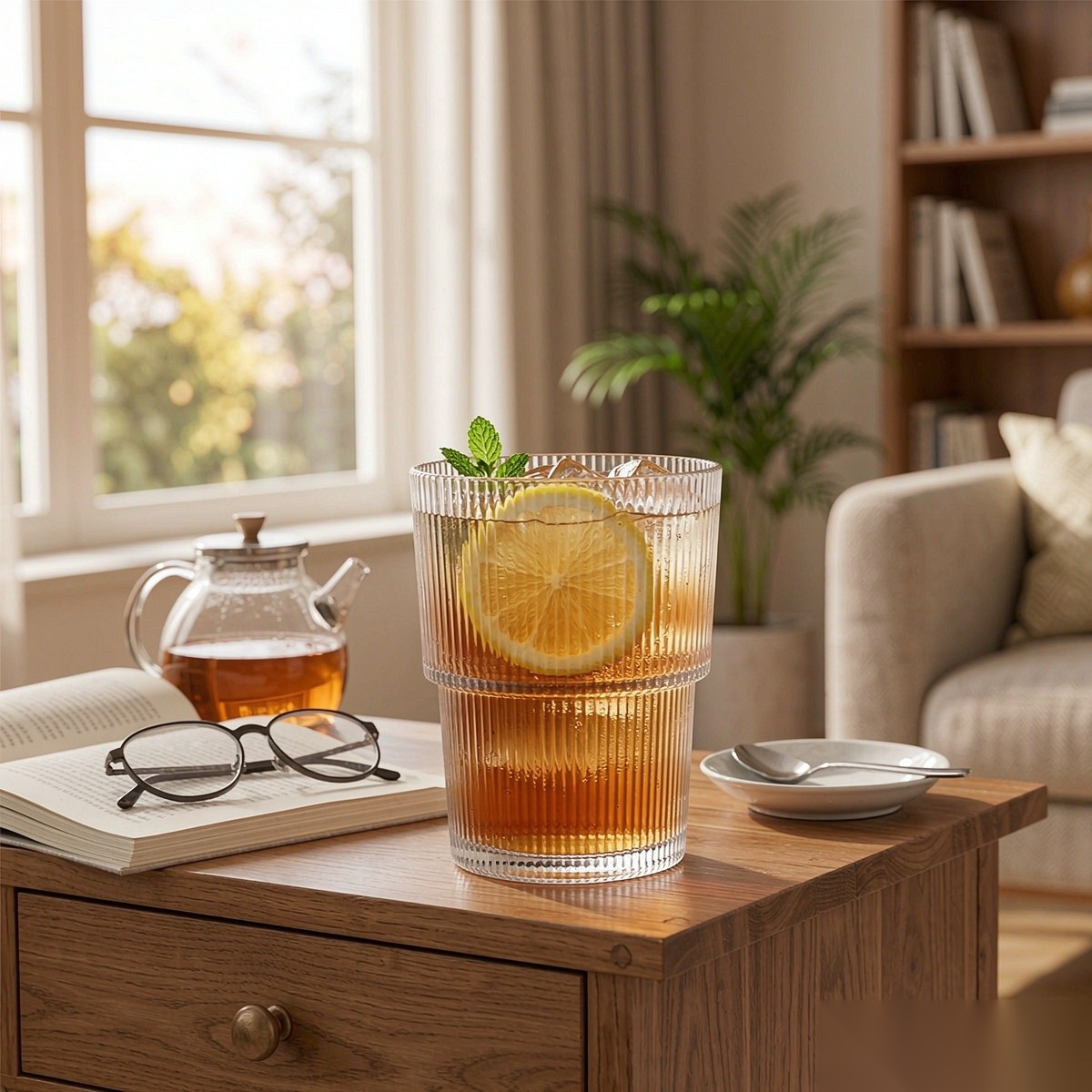 detail 05 by 8020b elsjoy acrylic bamboo ribbed tumbler cup 450ml trans std afternoon tea scene