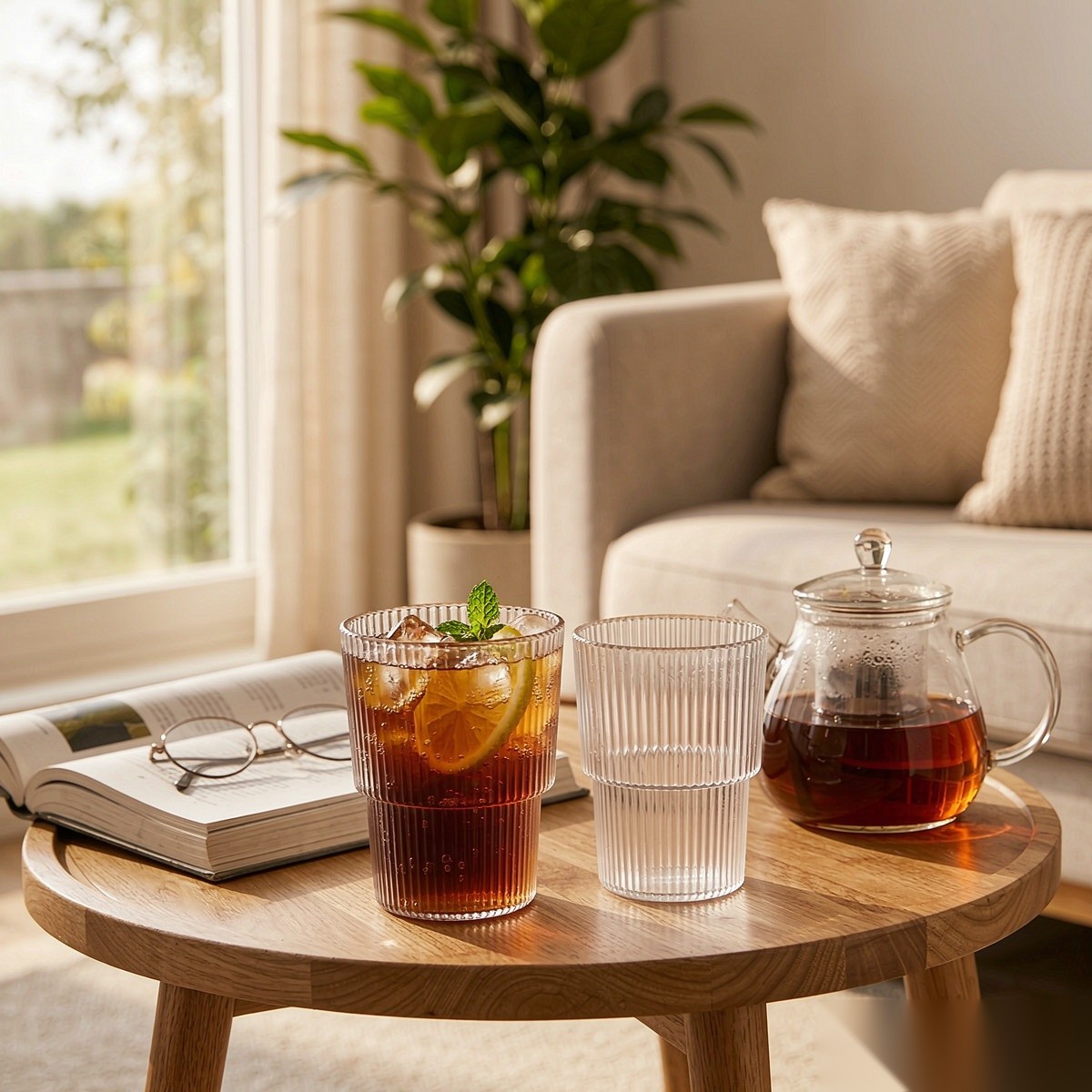 detail 05 by 8020c elsjoy acrylic bamboo ribbed tumbler cup 350ml trans std afternoon tea scene