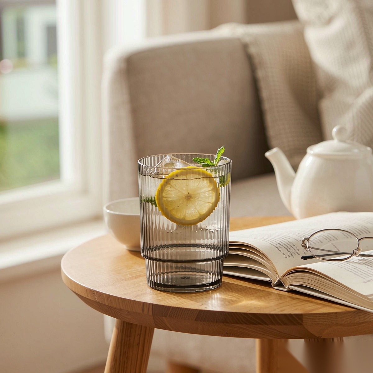 detail 05 by 8020d elsjoy acrylic bamboo ribbed tumbler cup 230ml gray std afternoon tea scene