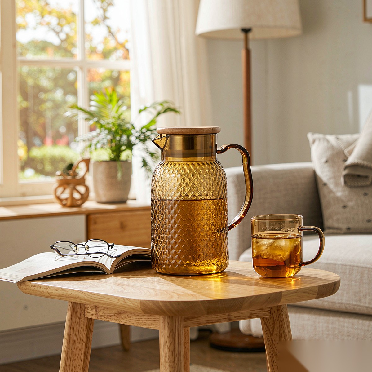 BY-9190B unbreakable PC full-handle water pitcher (tea) - in use for afternoon tea