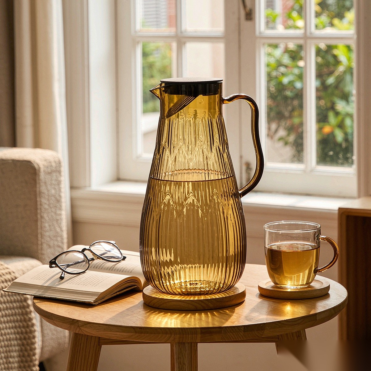 BY-9193A unbreakable PC full-handle water pitcher (tea) - in use for afternoon tea