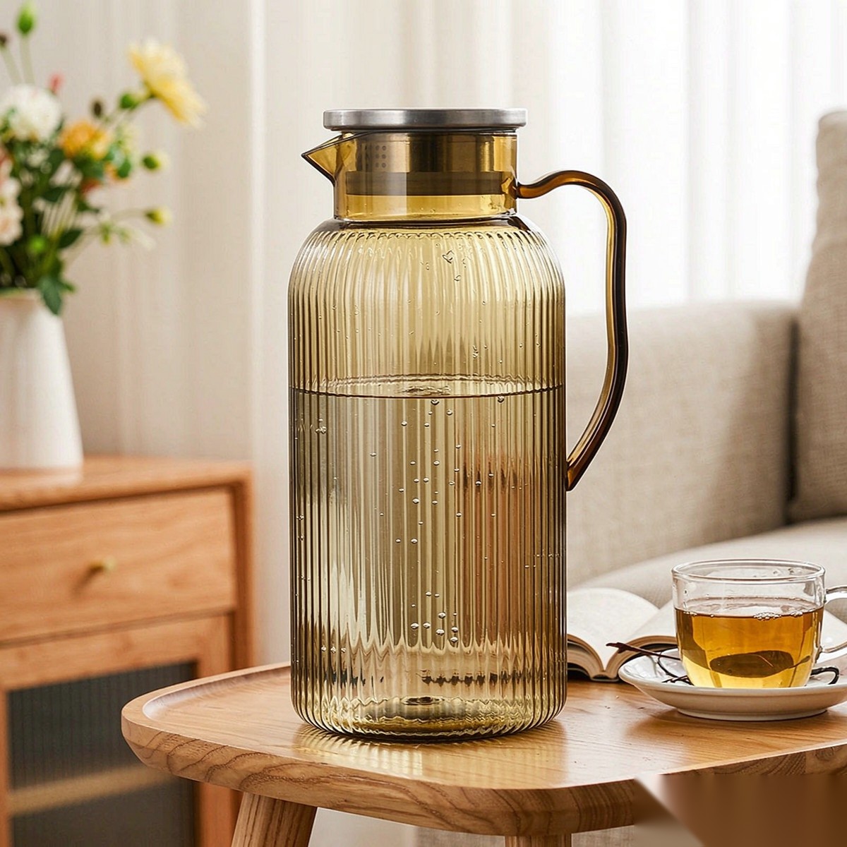 BY-9195A unbreakable PC full-handle water pitcher (tea) - in use for afternoon tea