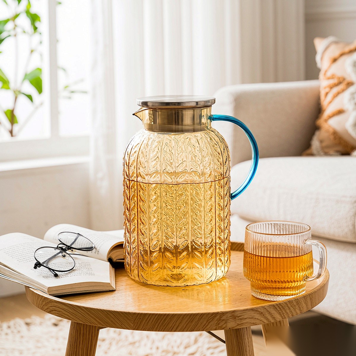 BY-9196A unbreakable PC full-handle water pitcher (tea) - in use for afternoon tea