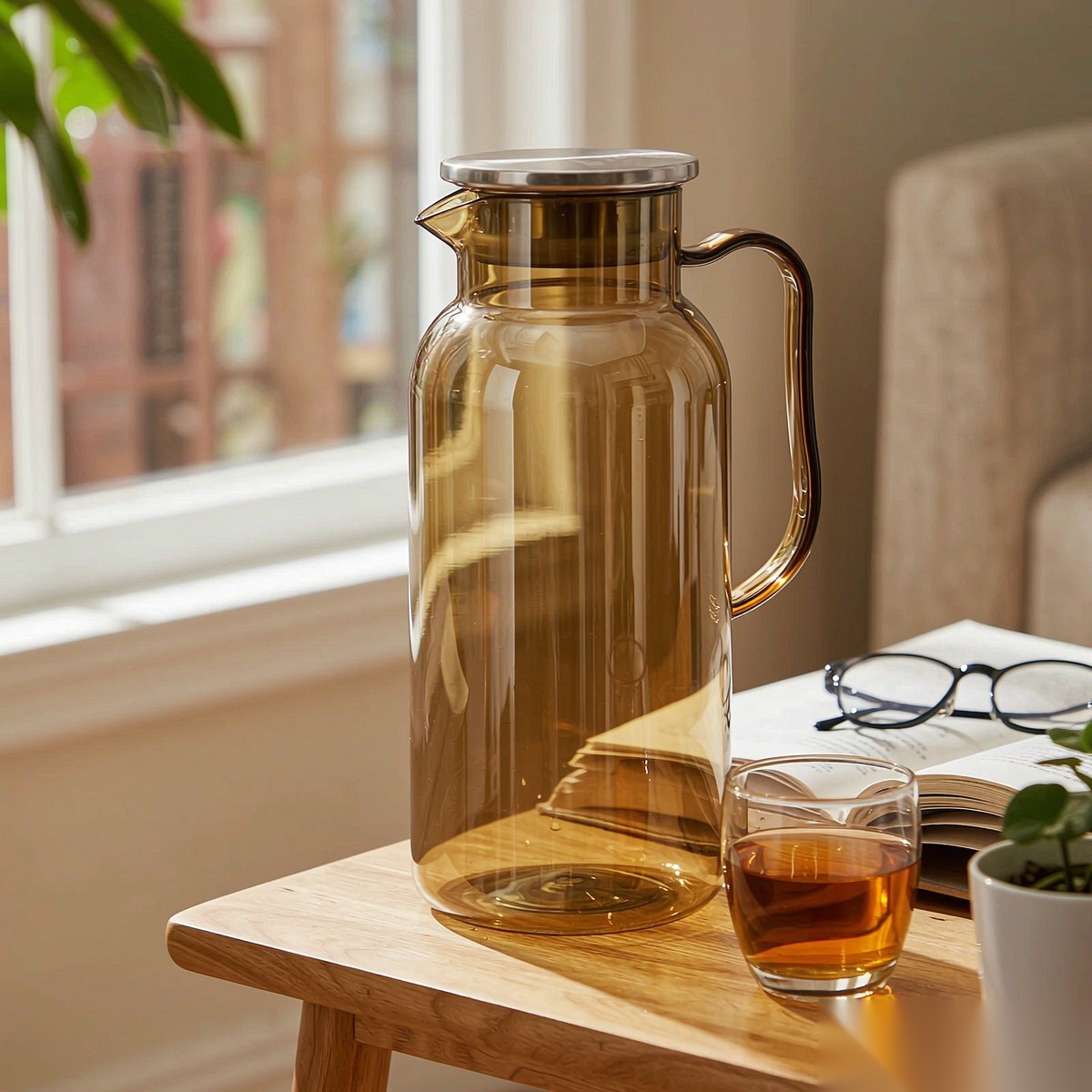 BY-9198A unbreakable PC full-handle water pitcher (tea) - in use for afternoon tea