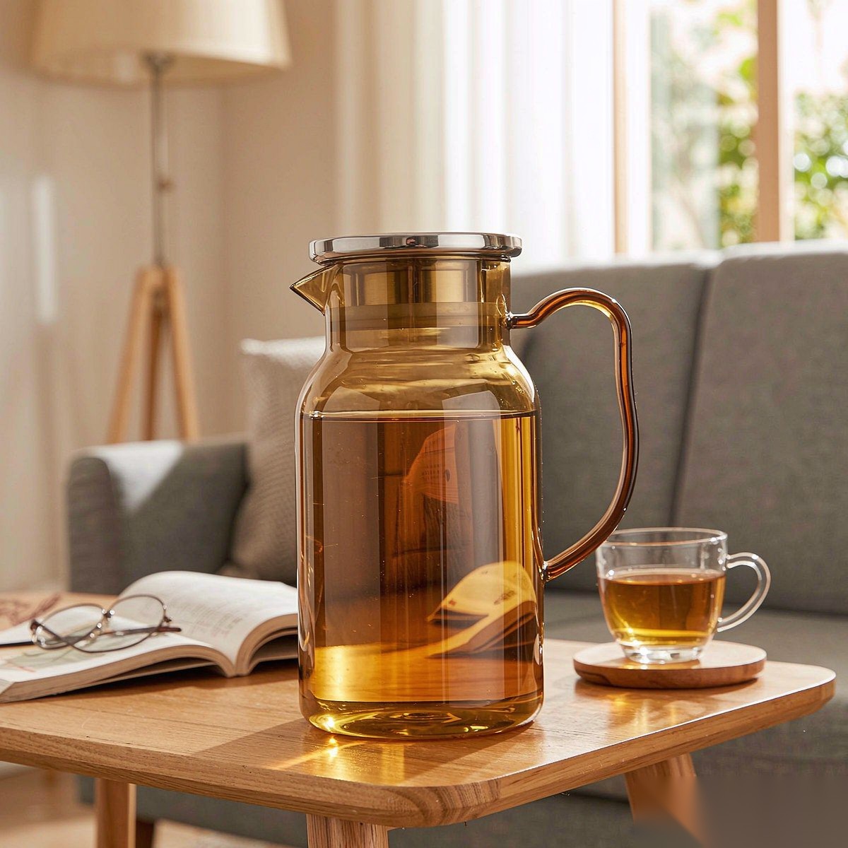 BY-9198C unbreakable PC full-handle water pitcher (tea) - in use for afternoon tea
