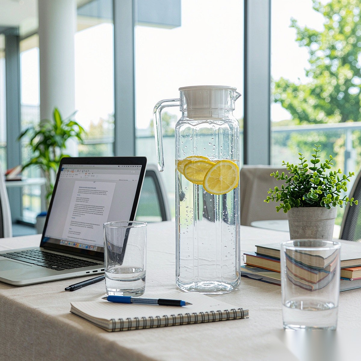 BY-9144B unbreakable PC stainless steel handle water pitcher - in an office meeting room