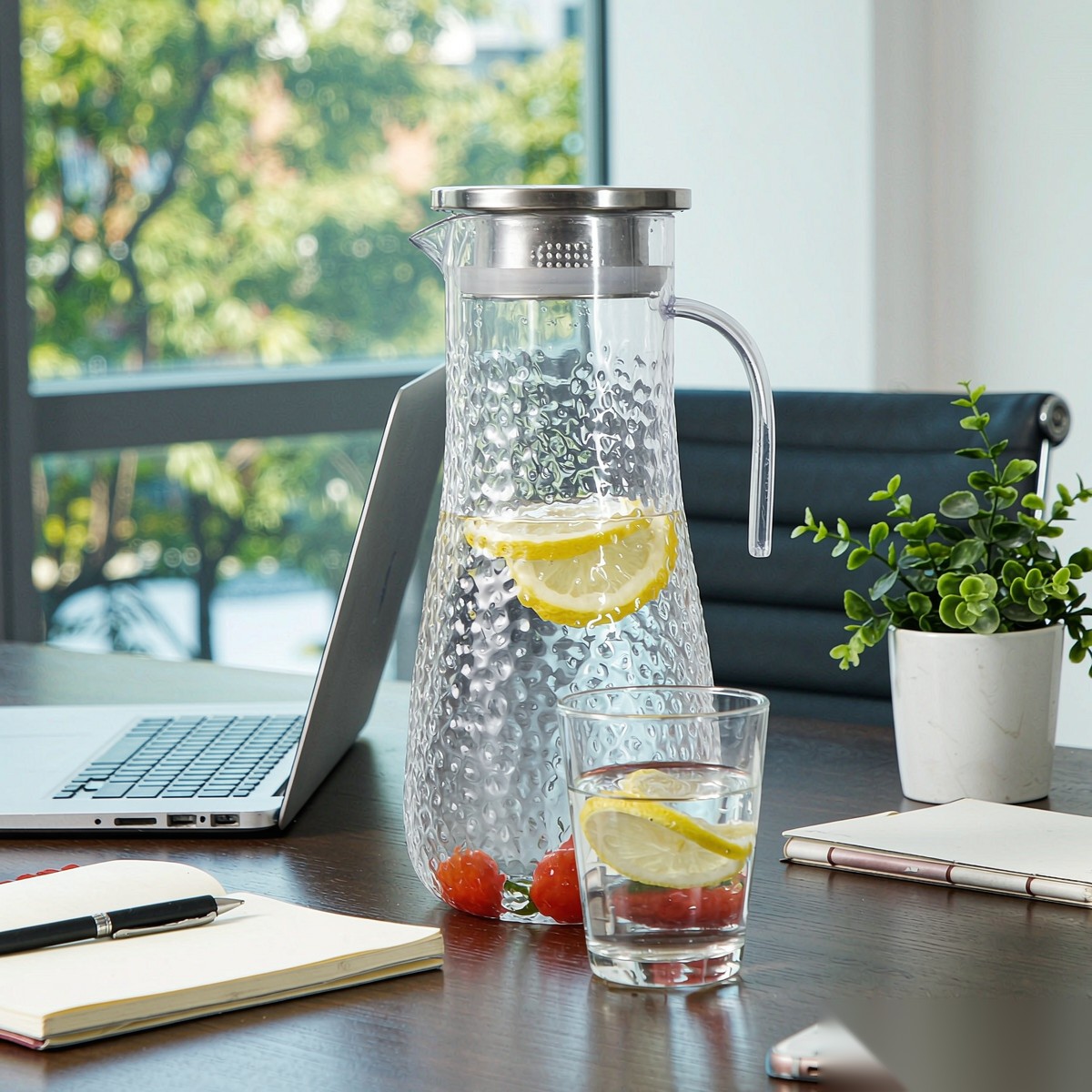 BY-9164 unbreakable PC stainless steel handle water pitcher (steel) - in an office meeting room