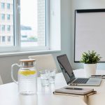 BY-9190C unbreakable PC full-handle water pitcher (wood) - in an office meeting room